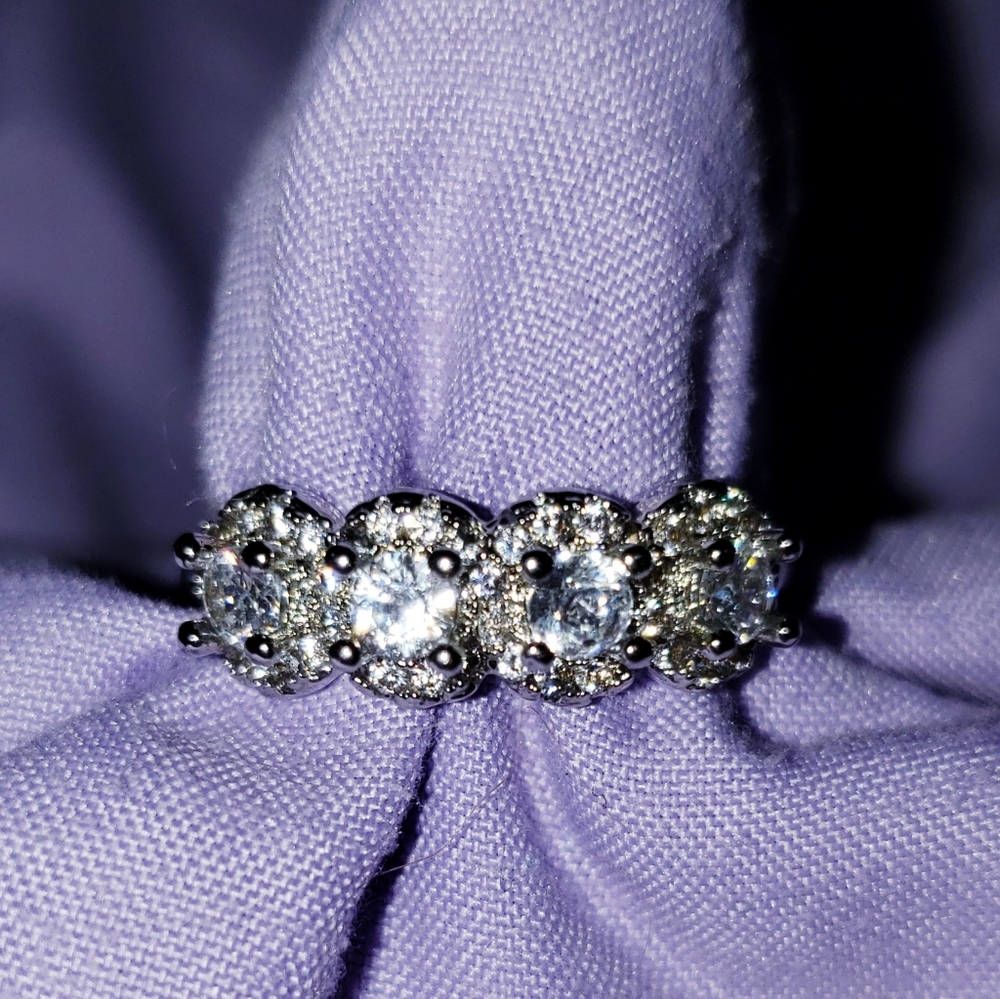 White Sapphire band in .925 SS Branded